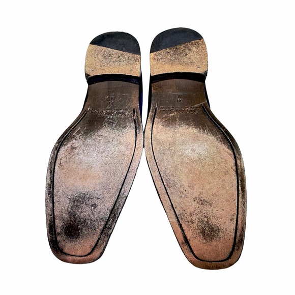 Saks Fifth Avenue Velvet Loafers Made in Italy Navy Blue Size 10M Luxury Slip-On - Picture 13 of 15